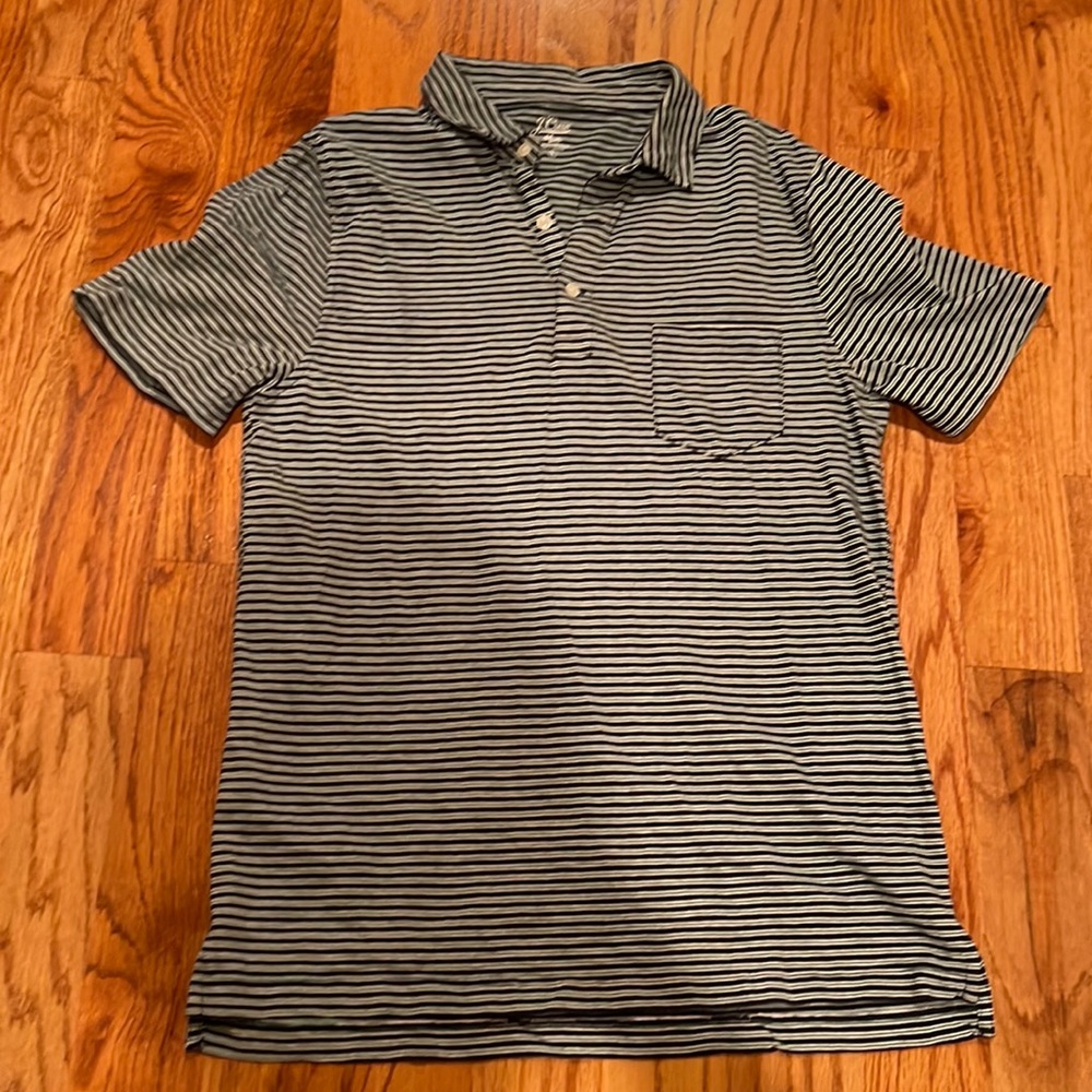 J crew Green Striped Polo L